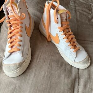 Nike Blazer Mid 77 White and Orange High-Top Sneakers- women’s 9.5